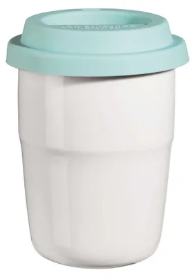 Produktbild von ASA Thermobecher weiß, Deckel türkis d. 8,5 cm, h. 12,4 cm, 0,2 l., double-wa