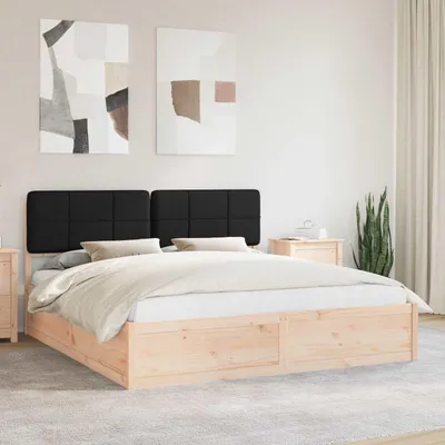 Image de Maison Exclusive - Cadre de lit avec tête de lit rembourrée Noir 180 x 200 cm