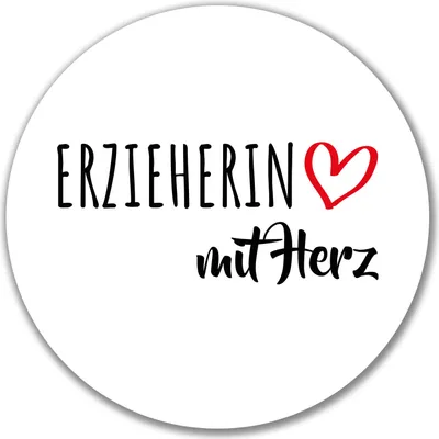 Produktbild von Huuraa Aufkleber Erzieherin mit Herz 10cm rund Sticker Geschenkidee