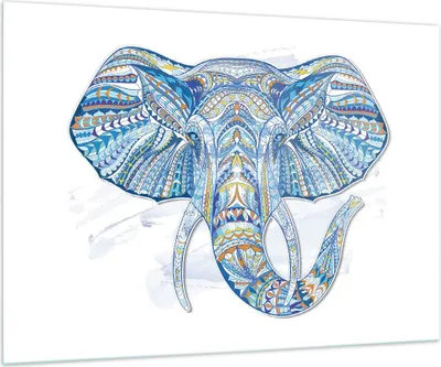 Produktbild von Bilder auf glas - Elefant Muster Tierwelt Afrika - 100x70cm - Glasbilder - Wandbilder - Kunstdruck - zum Aufhängen bereit - Wanddekoration aus Glas - Glas Bilder - Wandbild auf Glas - GAA100x70-3089