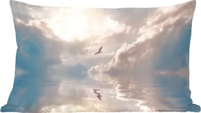Produktbild von MuchoWow® Zierkissen Sofakissen Wohnzimmer Dekokissen 60x40 cm Vogel - Meer - Sonne - Kopfkissen - Polster mit Foto