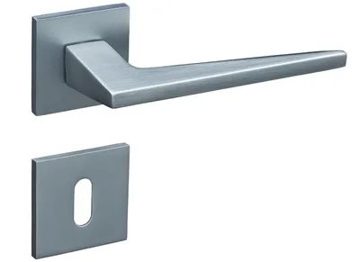 Produktbild von Türgriffe Silber Matt Chrom Set Buntbart Türklinken für Innentüren Drückergarnitur für Zimmertür mit eckiger Rosettengarnitur aus Aluminium Gavroche