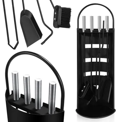 Productafbeelding van TolleTour, 5-delige kaminaccessoireset, roestvrij staal, kaminset, gereedschap voor de open haard, accessoires voor open haard/houtkachel