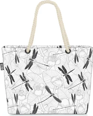 Produktbild von VOID Libellen Insekten Pflanzen Strandtasche Shopper 58x38x16cm 23L XXL Einkaufstasche Tasche Reisetasche Beach Bag