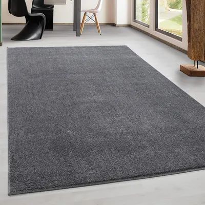 Produktbild von Moderner, kurzfloriger Wohnzimmerteppich, einfarbig gesprenkelt hellgrau 200x200 cm Rund