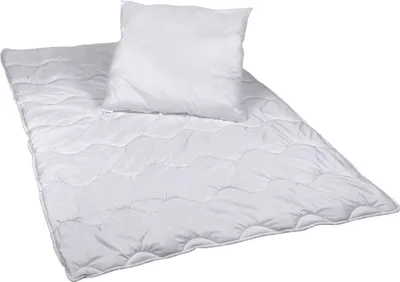Produktbild von Mikrofaser Schlaf-Set 135×200 cm Steppbett + 80×80 cm Kopfkissen Allergikerfreundlich Waschbar Pflegeleicht