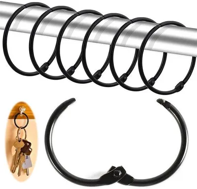Produktbild von 20 Stück Duschvorhang-Ringe, 50 mm, schwarz, Metall