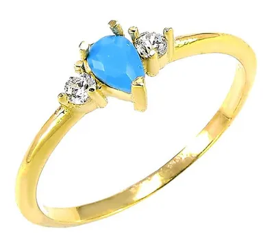 Produktbild von Ring aus 14 Karat Gold 585/1000 mit Türkis, Serie Glare778, 1,2 mm Ringbreite, 5,4 mm Oberseite