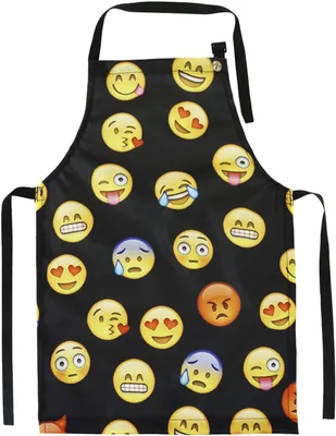 Produktbild von Kinderschürze für Jugendliche mit Emoji-Motiv in Schwarz