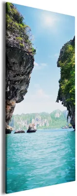 Produktbild von Wallario Premium Leinwandbild Felsenschlucht am Meer in Thailand in Größe 50 x 125 cm