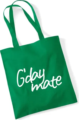Produktbild von Huuraa Jutebeutel G`day mate Spruch 10 Liter Kelly Green Baumwolle Tasche Geschenkidee