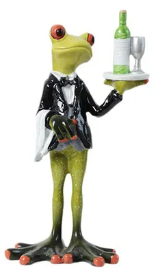 Produktbild von Gartenfroschstatue, Kellnerblumenstrauß, Toilettenfroschfigur, Skulptur, Innen- und Außenbereich, Heimbüro, Schreibtischdekoration, Ornament A