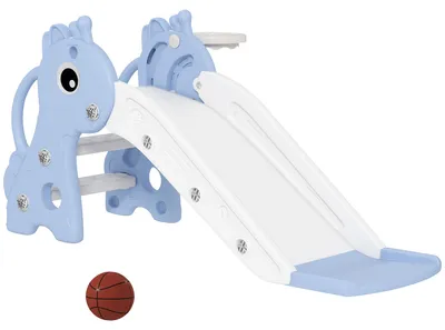 Image de Toboggan pour enfants AIYAPLAY, toboggan 3 en 1 pour tout-petits avec panier de basket, basket