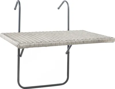 Produktbild von HI Balkon-Klapptisch mit Platte in Rattan-Optik 60x40 cm Grau