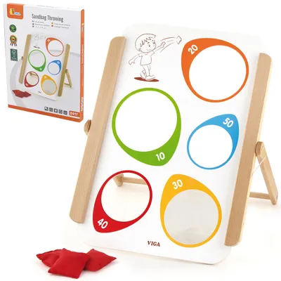 Produktbild von VIGA Holz-Geschicklichkeitsspiel „Zielwerfen“ – Montessori-Garten – Lernspielzeug –