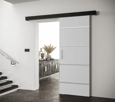 Obrázek produktu pro Posuvné dveře se stříbrným úchytem SALOME 4 - 70 cm, bílé / černé