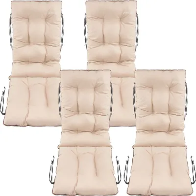 Produktbild von SuperKissen24. Stuhlkissen Sitzkissen und Rückenkissen für Stühle 4er Set 48x48x75 cm - Outdoor und Indoor - Wasserdicht - Beige Leinen