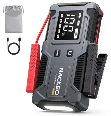 Zdjęcie produktu dla Powerbank Starthilfe 6000A, 12V, do rozruchu samochodów, silniki benzynowe do 9 litrów, silniki diesla do 7 litrów, z lampą LED i wyświetlaczem