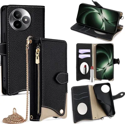 Immagine prodotto di Per Xiaomi Redmi K80 Ultra Design Crossbody Custodia protettiva in Pelle finta Nero