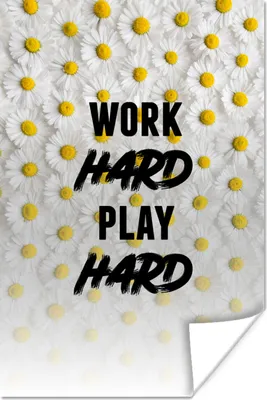 Produktbild von MuchoWow® Poster Sport - Zitate - 'Hart arbeiten, hart spielen' - Sprichwörter 20x30 cm - Papierdruck