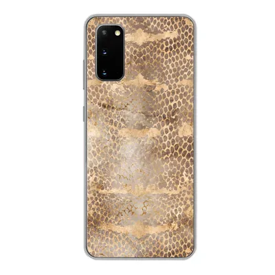 Produktbild von MuchoWow® Handyhülle Schutzhülle Hülle für Samsung Galaxy S20 Schlangendruck - Gold - Braun Silikon Softcase Handy Hülle - Bild