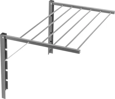 Image de Sèche-linge mural pliable Inclinable avec 6 barres de séchage - Argent - Longueur de séchage 6,00 cm