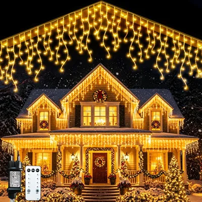Immagine prodotto di Catena luminosa da esterno per decorazioni natalizie, lunghezza 30 metri, luce bianca calda