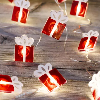 Produktbild von 20 LED Lichterkette in Geschenke-Optik Batterie Weihnachten Weihnachtsdekoration