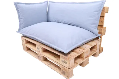 Produktbild von TexDeko Cord Palettenkissen 120x80x18 cm –Palettenpolster aus weichem Cordstoff, wasserabweisend UV-beständig, waschbarer Bezug (3-TLG Set Baby-Blau)
