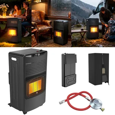 Produktbild von ACXIN Gasheizgerät 4200 Watt, Piezo Zündung, Gasdruckregler inklusive Schlauch, Sicherheitsabschaltung, Stahlgehäuse, Schwarz für Terrasse und Innenräume