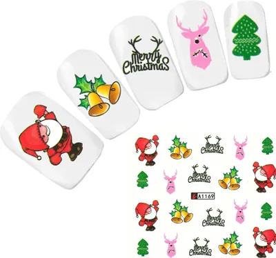 Produktbild von Tattoo Nail Art Nikolaus Santa Weihnachten Weihnachtsmann Aufkleber Nagel Sticker