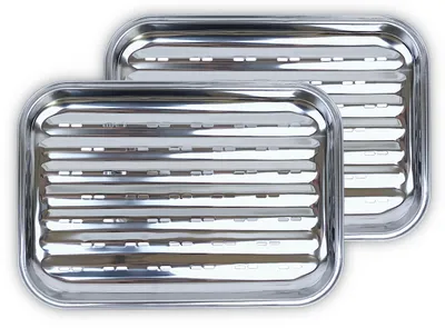 Immagine prodotto di Gardenko Vassoio Barbecue Acciaio Inox 35x24 cm Set 2 pz, Teglia Forata per Grigliare Verdure e Pesce, Lavabile in Lavastoviglie, Riutilizzabile