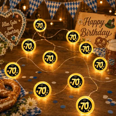 Lichtsnoer 70. Geburtstag 2 m 20 LEDs warmweiß