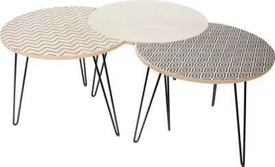 Image de Table d'appoint - HOME DECO FACTORY - Modulable - 3 en 1 - Beige et Noir