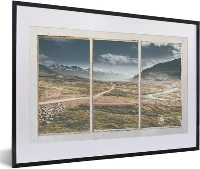 Produktbild von MuchoWow® MuchoWow® Gerahmtes Poster Aussicht - Natur - Weg 60x40 cm - Poster mit zchwarzem Bilderrahmen - Schlafzimmer - Plakat in Rahmen - Drucken