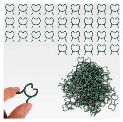 Produktbild von 100 Stück Gartenclips aus Kunststoff, grün, wiederverwendbar