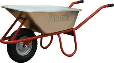 Produktbild von CAPITO Standard Schubkarre ALLCAR 100 Liter Tiefmulde, Gummiräder mit Blockprofil und Stahlfelge inkl. Kunststoffgriffe