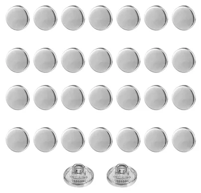 30 runde Metallknöpfe, 10 mm, silber, zum Annähen