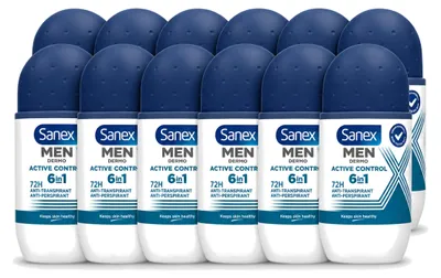 Obrázok produktu pre 12 kusov deodorantu Sanex Men Deo Roll-on Active Control, 53 ml - výhodný balík