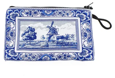 Imagen del producto de Heinen Delfts Blauw: Bolsa tejida con motivos de molino de viento, tamaño grande