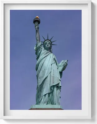 Produktbild von Freiheitsstatue in den USA New York– Wandbild mit Rahmen – Gerahmtes Bild  – Wanddekoration – 60x80 cm –  Weiß Rahmen