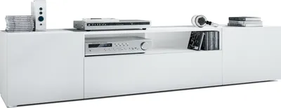 Produktbild von Vladon Lowboard Mogan, TV-Kommode mit 2 Türen, 1 Klappe und 1 offenes Fach, Weiß matt/Weiß matt (181 x 39 x 35 cm)