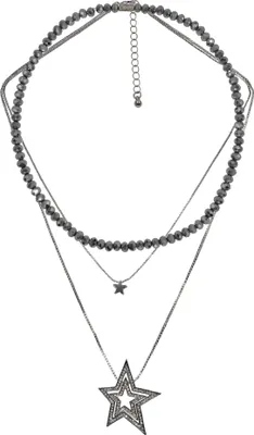 Produktbild von Steuer Modeschmuck Anhänger mit Kette Metall 46cm silber Glasstein weiß 445000069