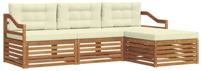 Produktbild von vidaXL Outdoor-Sofagarnitur 4 stk. Natur und Creme