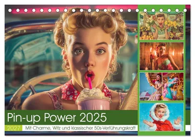 Produktbild von Pin-up Power 2025 (Tischkalender 2027 DIN A5 quer), CALVENDO Monatskalender