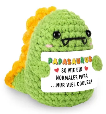 Zdjęcie produktu dla Dzianinowy dinozaur, pluszowa zabawka dla taty, dinozaur zapewniający wsparcie emocjonalne, prezent w kształcie małego dinozaura, kolor zielony