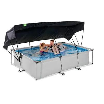 Obrázek produktu pro EXIT Soft Grey rámový bazén 300 x 200 x 65 cm, nadzemní bazén, s filtračním čerpadlem a sluneční plachtou, obdélníkový, šedý