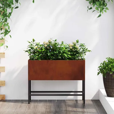 Obrázek produktu pro vidaXL Zahradní truhlík na vyvýšený záhon Rustikální 60 x 26 x 45 cm Odolný proti povětrnostním vlivům ocel