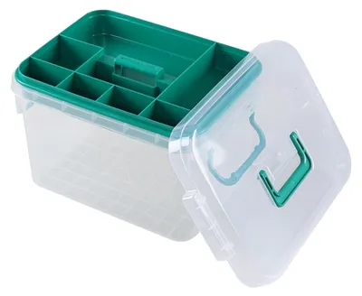 Immagine prodotto di Kit di pronto soccorso trasparente in plastica, vuoto, con maniglia, dimensioni 29,5 x 23,3 x 19,5 cm