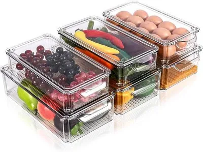 Obrázek produktu pro Průhledné úložné boxy – sada 6 kusů – stohovatelné